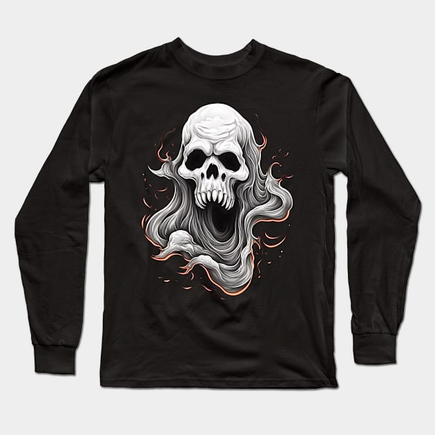 Eerie Halloween Ghoul Art - Spooky Season Delight Long Sleeve T-Shirt by Captain Peter Designs